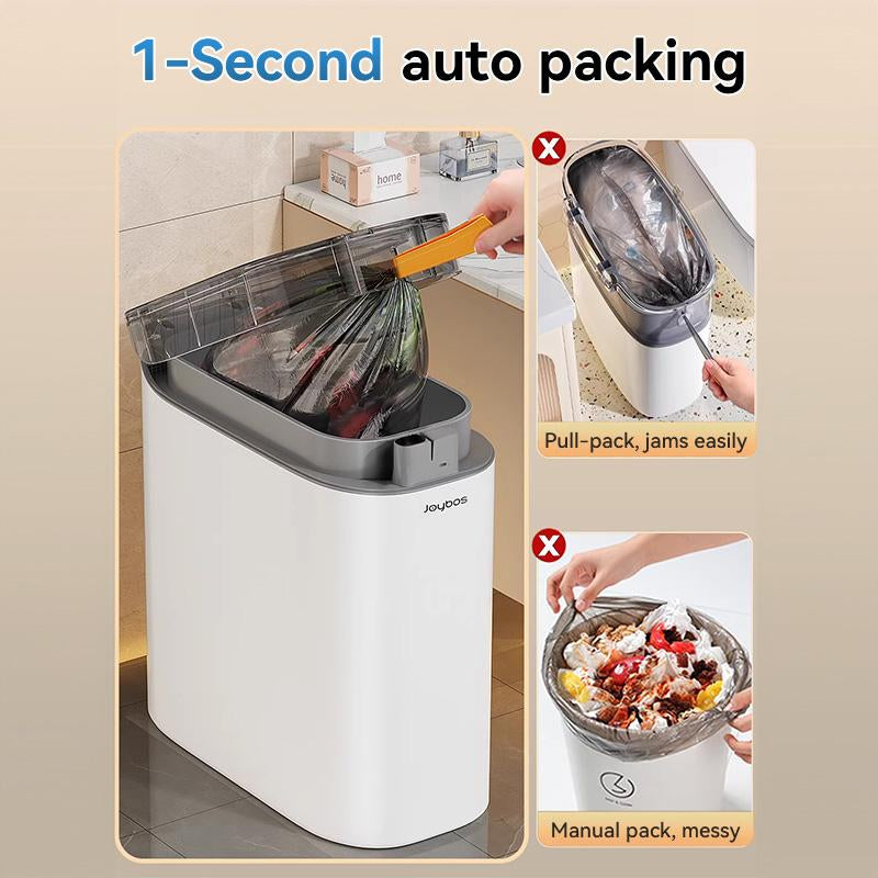 Rechargeable Automatic Sensor Bathroom Trash Can with Lid, Touchless Trash Bin, Smart Plastic Slim Garbage Can Small White Wastebasket for Toilet, Office, Rv, Bedroom, Living Room