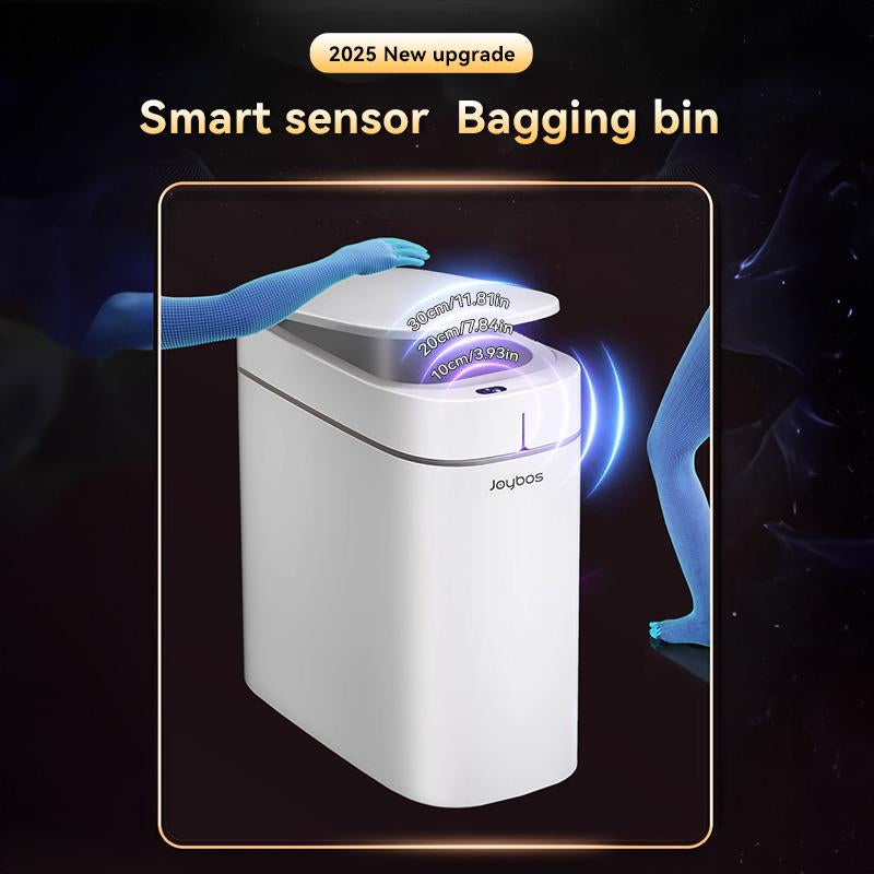 Rechargeable Automatic Sensor Bathroom Trash Can with Lid, Touchless Trash Bin, Smart Plastic Slim Garbage Can Small White Wastebasket for Toilet, Office, Rv, Bedroom, Living Room