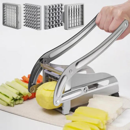 Manual French Fry Cutter with 2 Blades,Stainless Steel Potato Slicer for Fries,Carrots & Cucumbers, Kitchen Air Fryer Mate,Perfect Fruit Vegetable Slicer