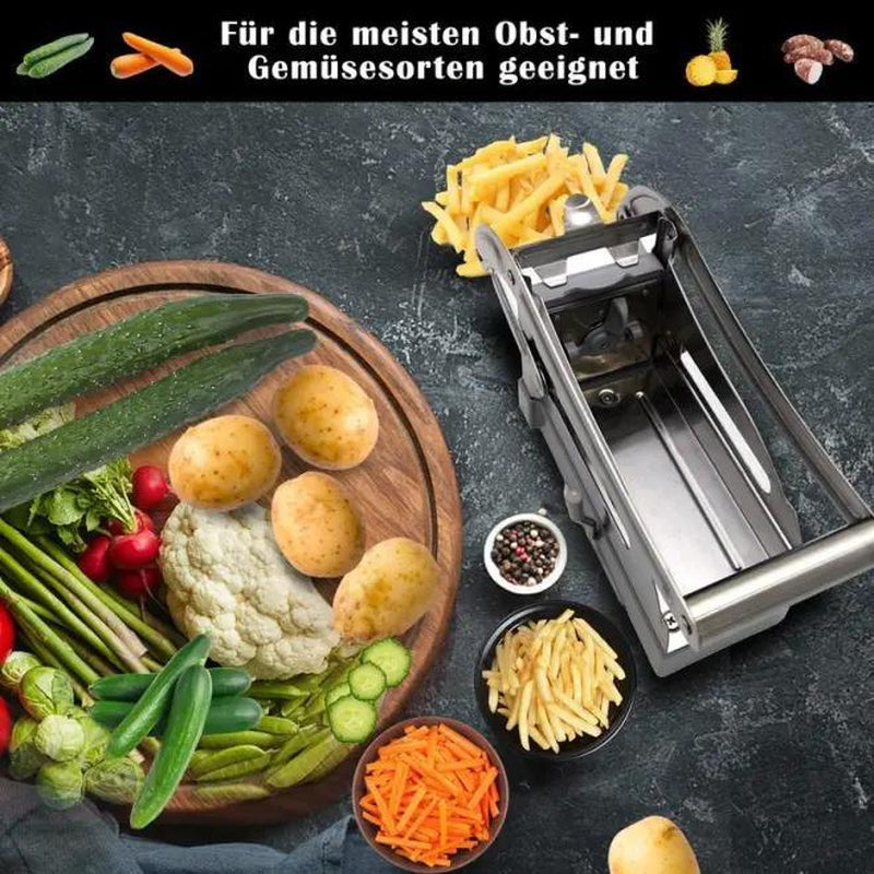 Manual French Fry Cutter with 2 Blades,Stainless Steel Potato Slicer for Fries,Carrots & Cucumbers, Kitchen Air Fryer Mate,Perfect Fruit Vegetable Slicer