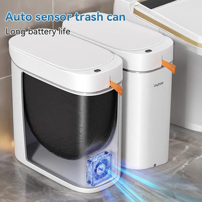 Rechargeable Automatic Sensor Bathroom Trash Can with Lid, Touchless Trash Bin, Smart Plastic Slim Garbage Can Small White Wastebasket for Toilet, Office, Rv, Bedroom, Living Room