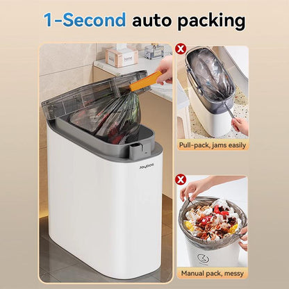 Rechargeable Automatic Sensor Bathroom Trash Can with Lid, Touchless Trash Bin, Smart Plastic Slim Garbage Can Small White Wastebasket for Toilet, Office, Rv, Bedroom, Living Room